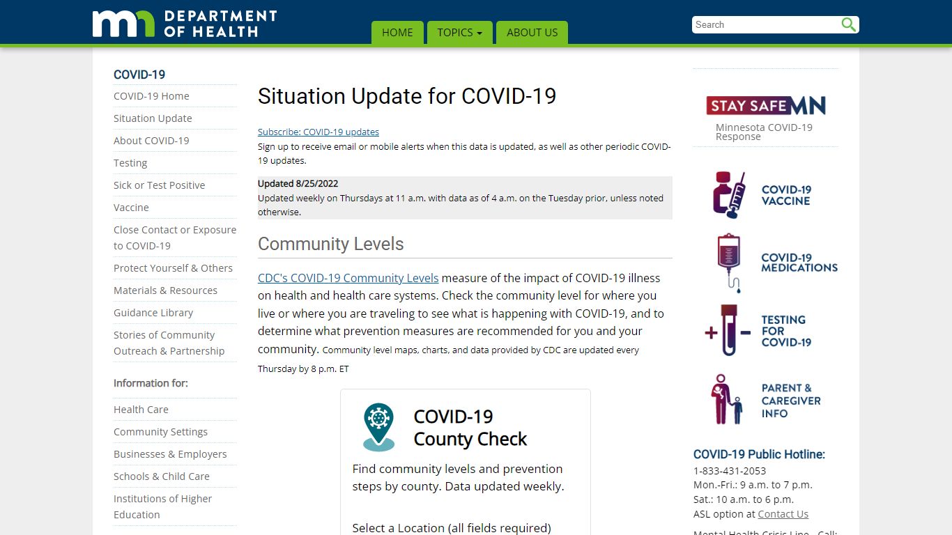 Situation Update for COVID-19 - Minnesota Dept. of Health